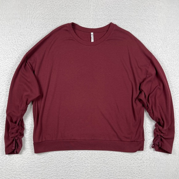 Fabletics Tops - Fabletics Sweatshirt Womens XL Burgundy Cinch Tie Cuff‎ Long Sleeve Athleisure